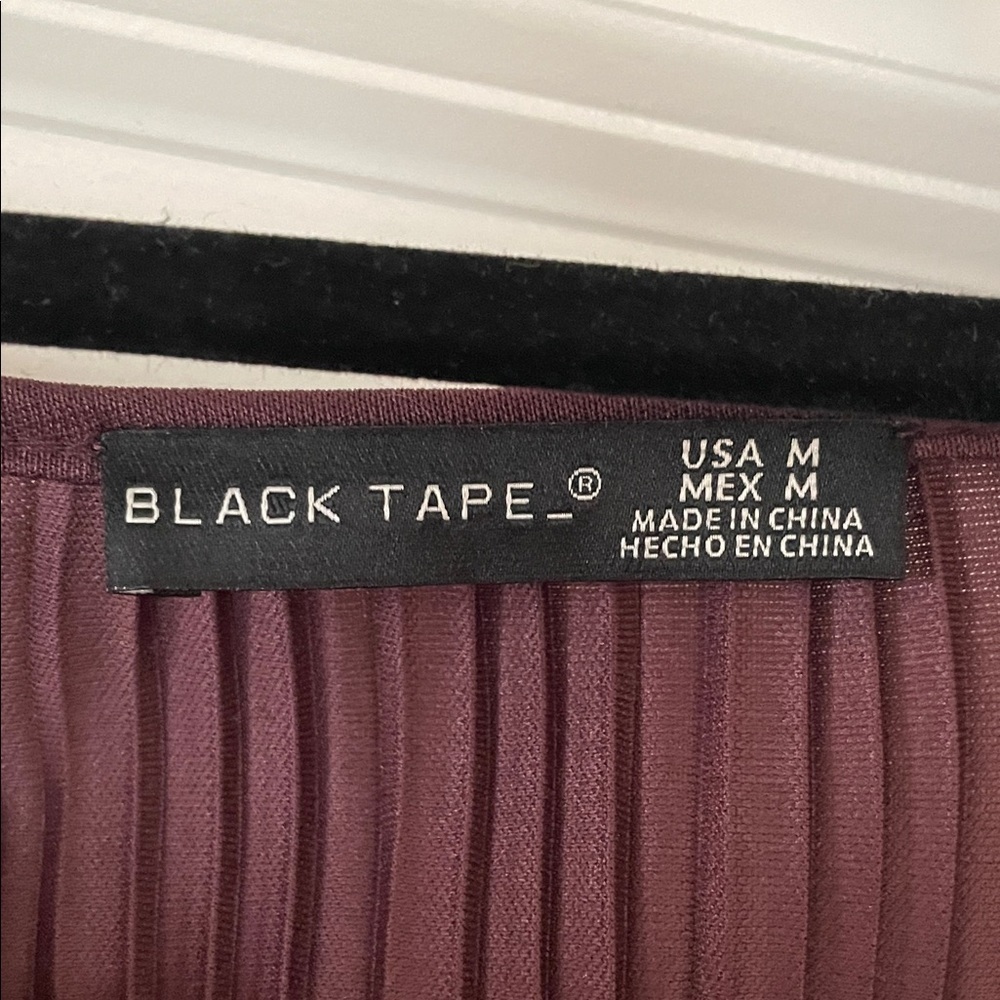 Black Tape Long Sleeve Dress in Rich Burgundy - Picture 2 of 11